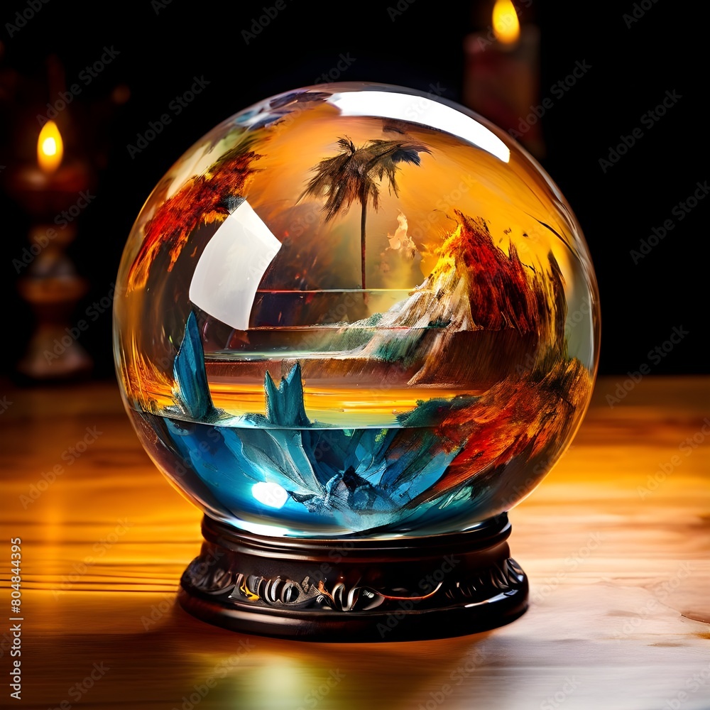 glass globe on the table glass globe on the table