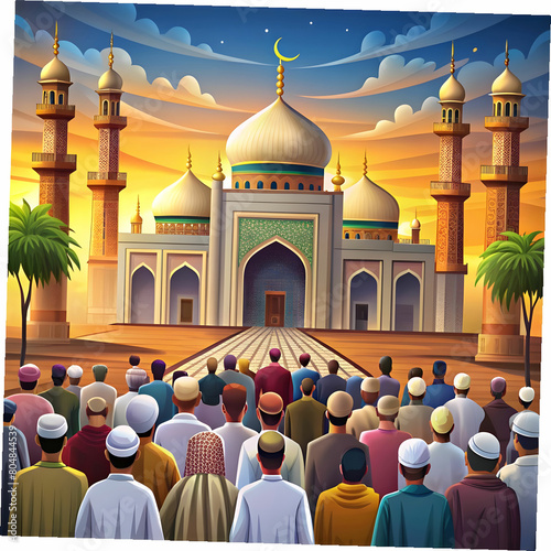 vector islamic mosque muslims for prayers vector
