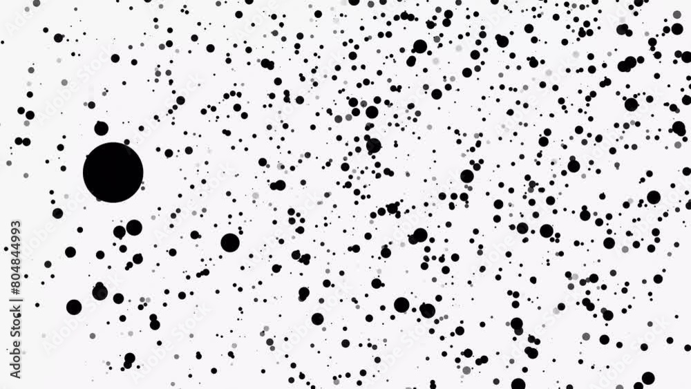 Abstract white background with moving black and gray particles of ...