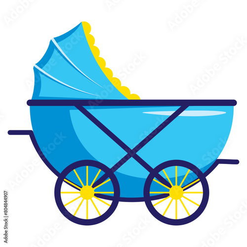 baby shower blue pram