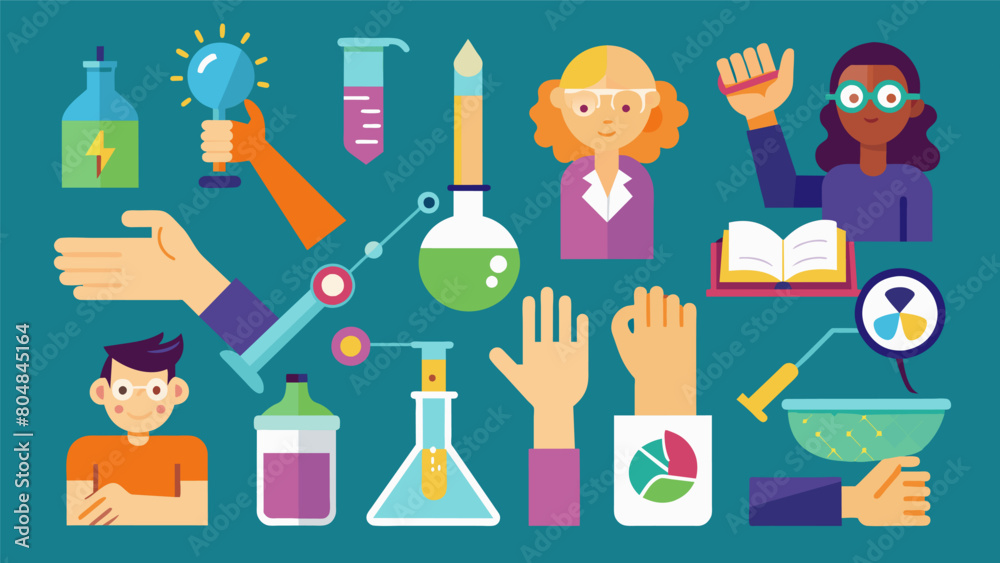 A collection of handson science experiments catered to kinesthetic and experiential learners.. Vector illustration A collection of handson science experiments catered to kinesthetic and experiential learners.. Vector illustration
