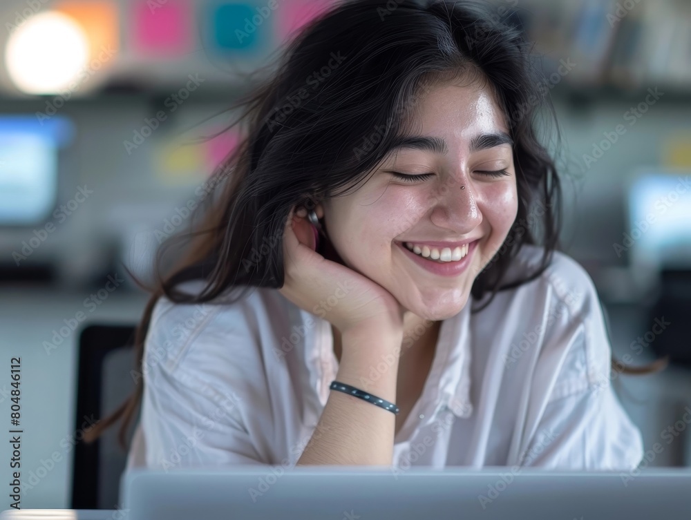 Satisfied Student Closing Laptop After Submitting Final Assignment Satisfied Student Closing Laptop After Submitting Final Assignment