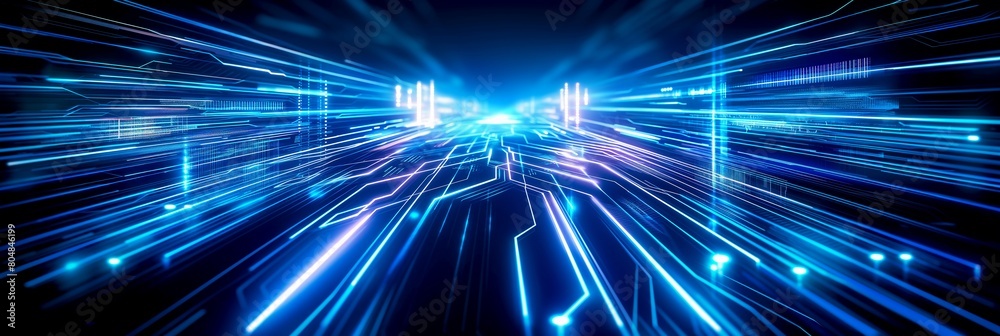 High-Speed Digital Data Stream in Blue High-Speed Digital Data Stream in Blue