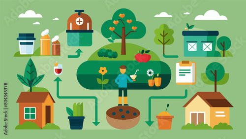 Learn about the benefits of composting and how to set up your own composting system at home.. Vector illustration