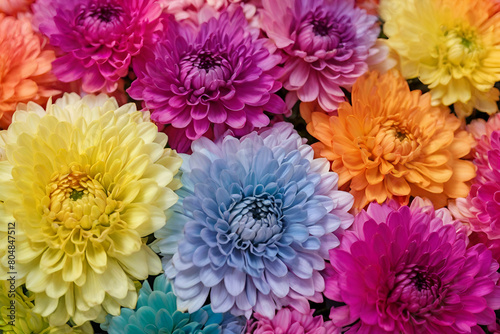Solid horizontal background of colored chrysanthemums