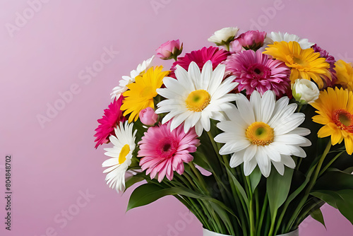 Bouquet of flower in copy-space background concept  big blank space. Radiant Orchid Magic