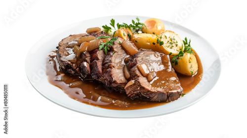 Sauerbraten isolated on white background