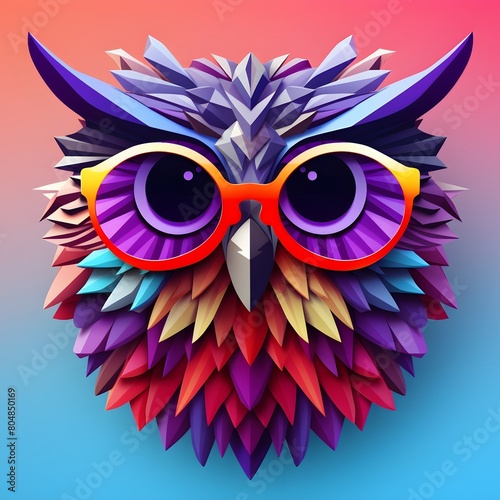Origami style abstract Owl face 