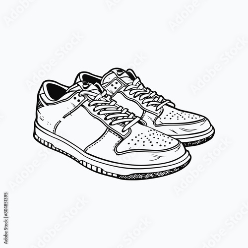 sneakers logo black and white lineart illustration