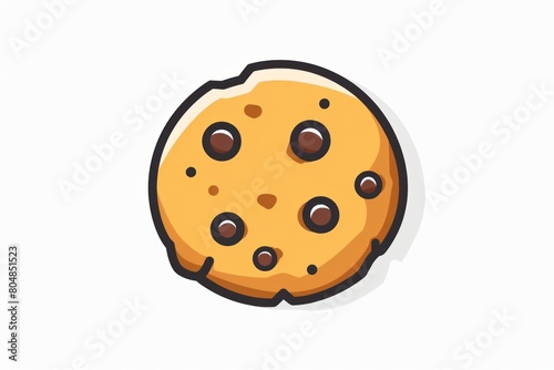 Cheerful cartoon cookie adorned with delightful chocolate chips. A sweet and playful treat.