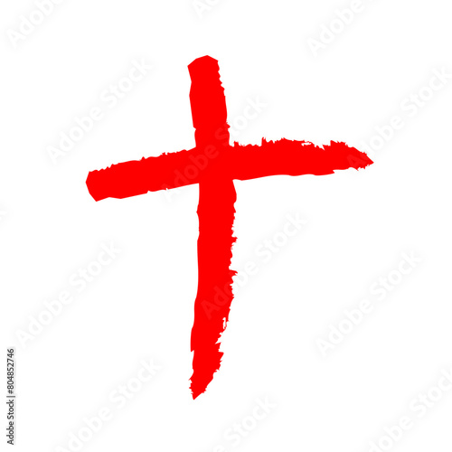 grunge christian cross brush stroke. Hand drawn cross and plus sign. Black paint brush strokes geometrical pattern for wallpaper, web page background, textile design, graphic vector illustration