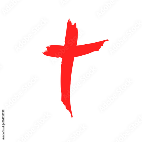 grunge christian cross brush stroke. Hand drawn cross and plus sign. Black paint brush strokes geometrical pattern for wallpaper, web page background, textile design, graphic vector illustration
