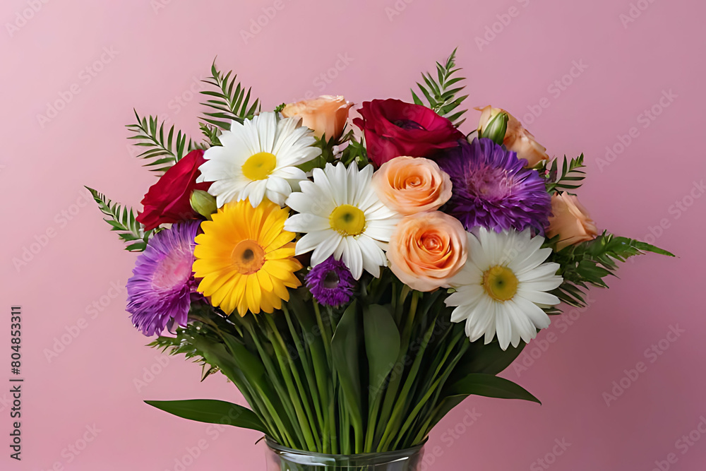 Bouquet of flower in copy-space background concept, big blank space. Lovely Yarrow Bouquet