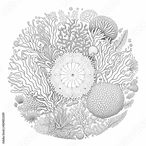 corals mandala coloring page