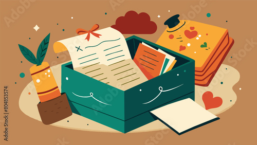 The mystery box revealed a bundle of handwritten recipes each one passed down from generation to generation with love and care.. Vector illustration