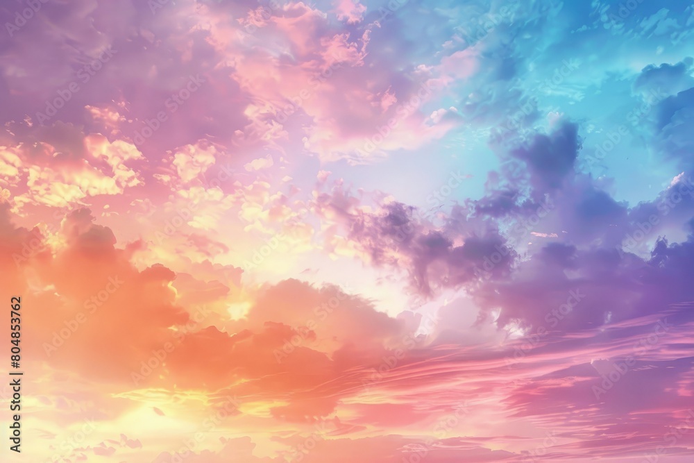 Sunset background with a pastel colored sky and clouds, 3d rendering Sunset background with a pastel colored sky and clouds, 3d rendering