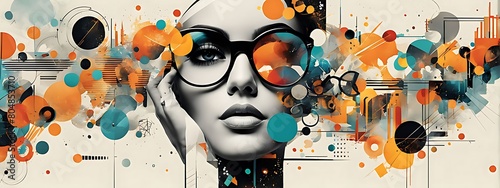  Design art concept abstract contemporary modern background business graphic idea. Work concept art design retro office poster icon hand team success digital ad artwork visual technology research job. © Five Million Stock