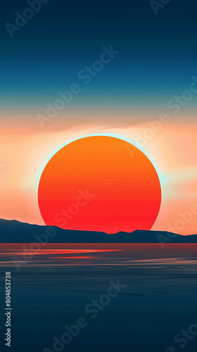 Gradient geometric sunrise with smooth transitions from deep blue to vibrant orange