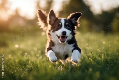 'summer copy running happy dog puppy space grass pet web banner active funny cute website background panorama animal jack russel terrier fun hot portrait closeup outside nature outdoors small breed'