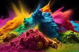 A powder explosion of color. abstract dust close-up against a backdrop. colorful explosion. Put on some Holi paint.