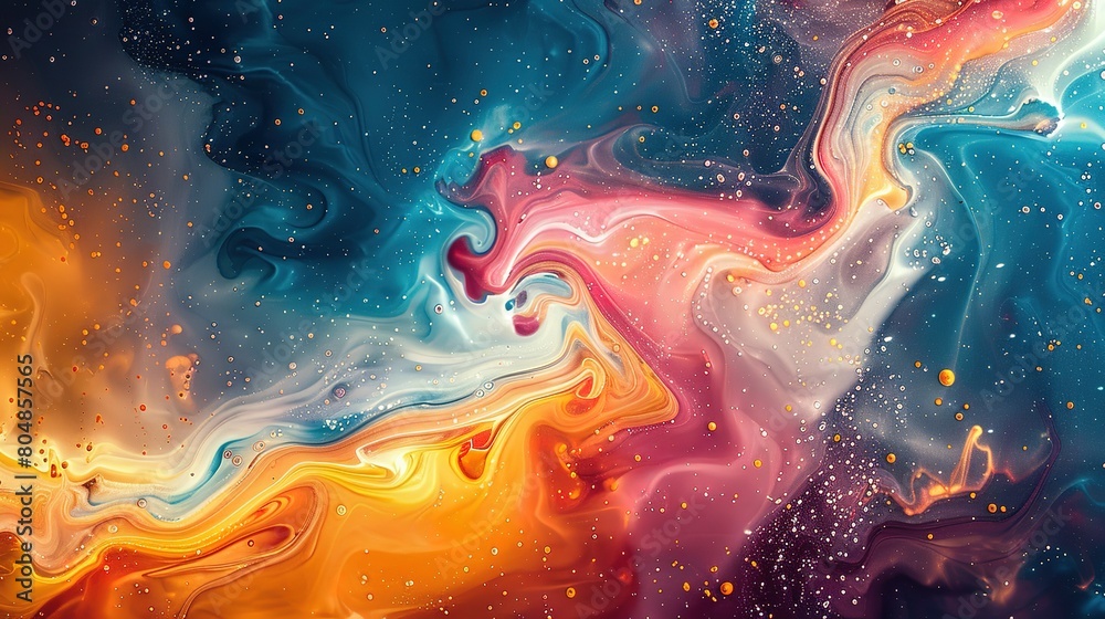 Dynamic Dye Dance: Pop Swirls of Colorful Ink on Abstract Background Dynamic Dye Dance: Pop Swirls of Colorful Ink on Abstract Background