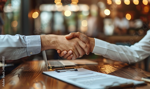 Close-up of hands exchanging a contract, sealing a significant business deal