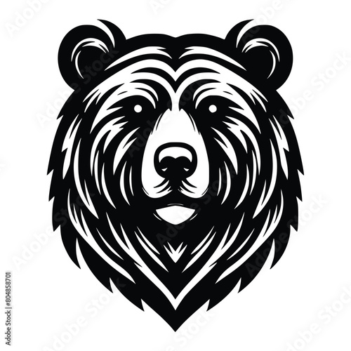 bear head face logo vector illustration minimalist design template. also can use for t- shirt, emblem, tattoo and more