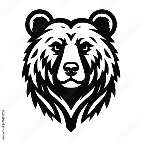 bear head face logo vector illustration minimalist design template. also can use for t- shirt  emblem  tattoo and more