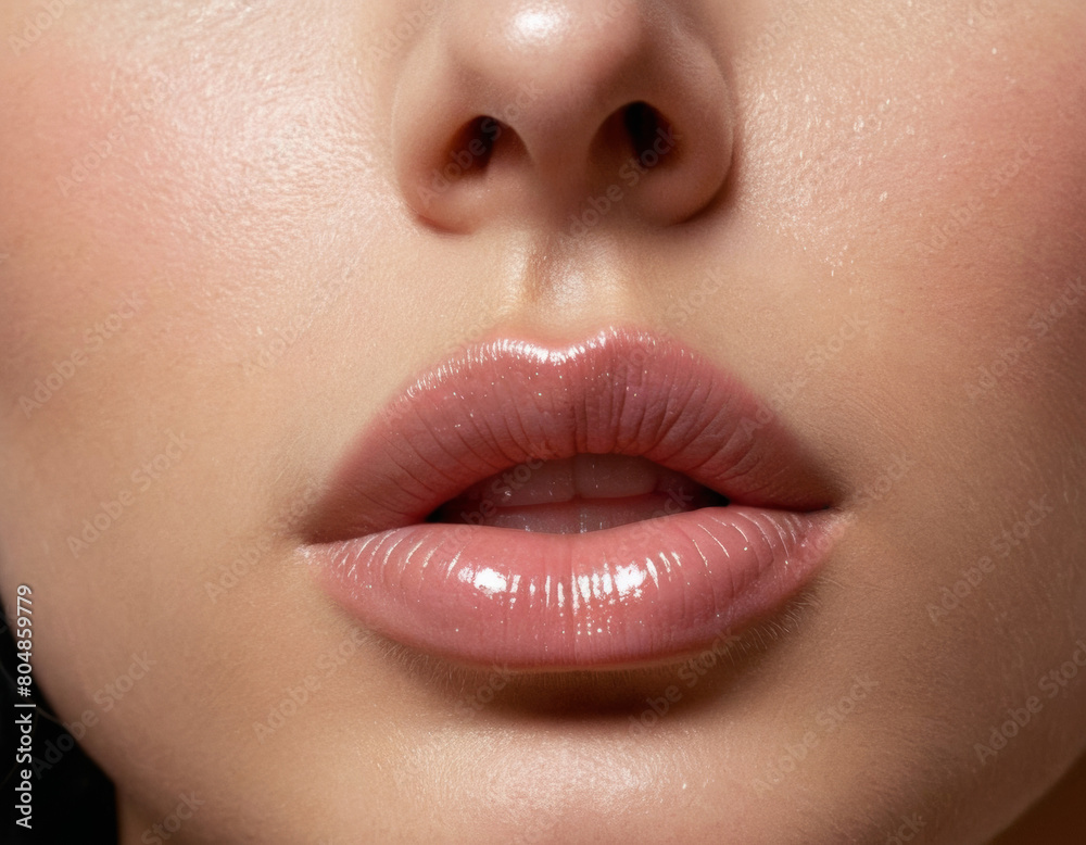Naklejka premium more realistic, less color on the lips, translucent, drops of water on the skin