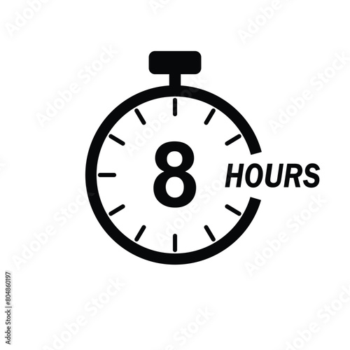 8 hours timer stop watch time clock icon