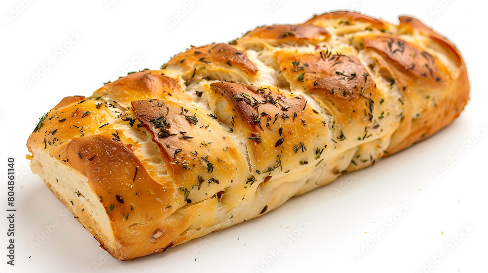 Garlic & Herb Bread in a white background ai generative