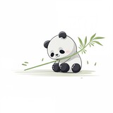 Illustrator creation of a panda chewing bamboo, featured prominently with a clean white space for text. 