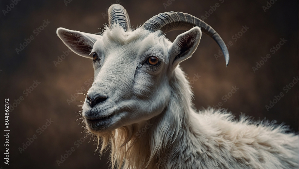 A goat is standing on a rocky hilltop at sunset. The goat is white and has long horns. In the background, the sun is setting over a mountain range.

amazing goat wallpaper
