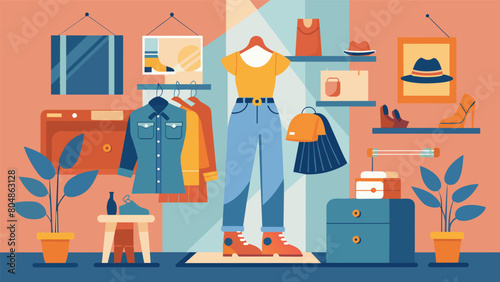 From vintage denim to quirky accessories this thrift store tour showcases the best of sustainable and budgetfriendly fashion.. Vector illustration