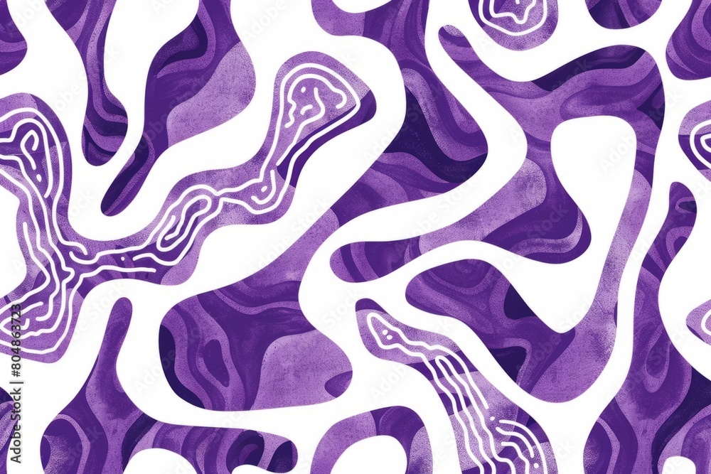 Abstract Purple and White Organic Shapes Pattern