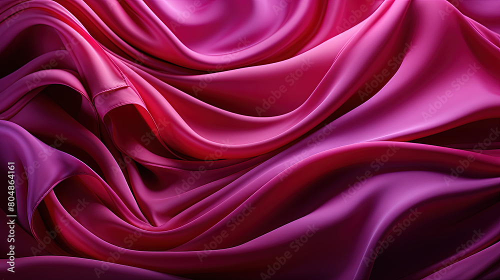 Fluttering Magenta Color Fabric Heavenly in Space With Delicate Folds on Blurry Background Fluttering Magenta Color Fabric Heavenly in Space With Delicate Folds on Blurry Background