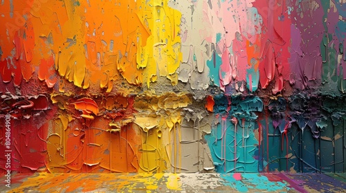 Brighten up your home with this vibrant abstract painting. Perfect for adding a touch of energy to any room. photo