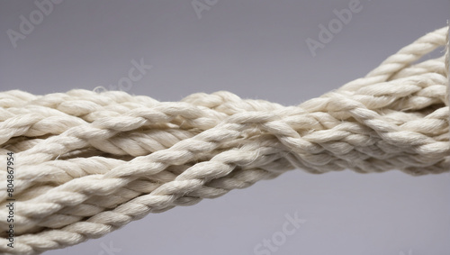  a thick, white rope against a gray background.