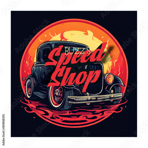Editable Hot Rod SPEED SHOP logo