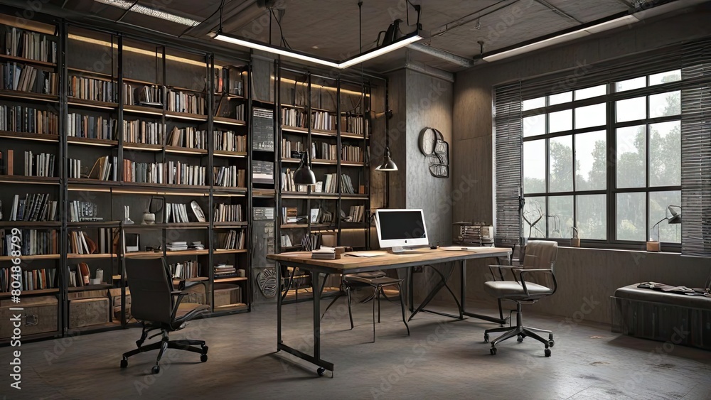 3D interior design for work space with an industrial concept 3D interior design for work space with an industrial concept
