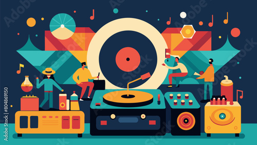 Come for the music stay for the sensory experiences at our event where vintage vinyl hits and sensory delights will leave you wanting more. Vector illustration