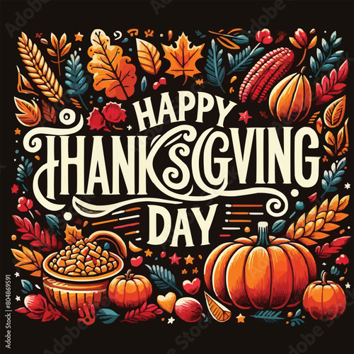 Free Vector Happy thanksgiving day vector lettering quote 