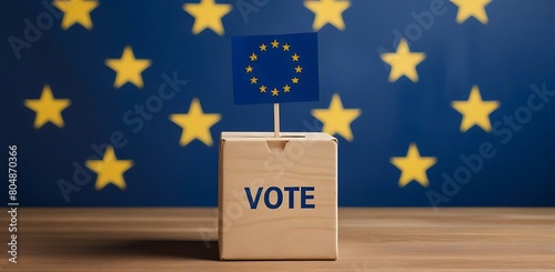 European parliament elections poster, vote box with european union flag photo