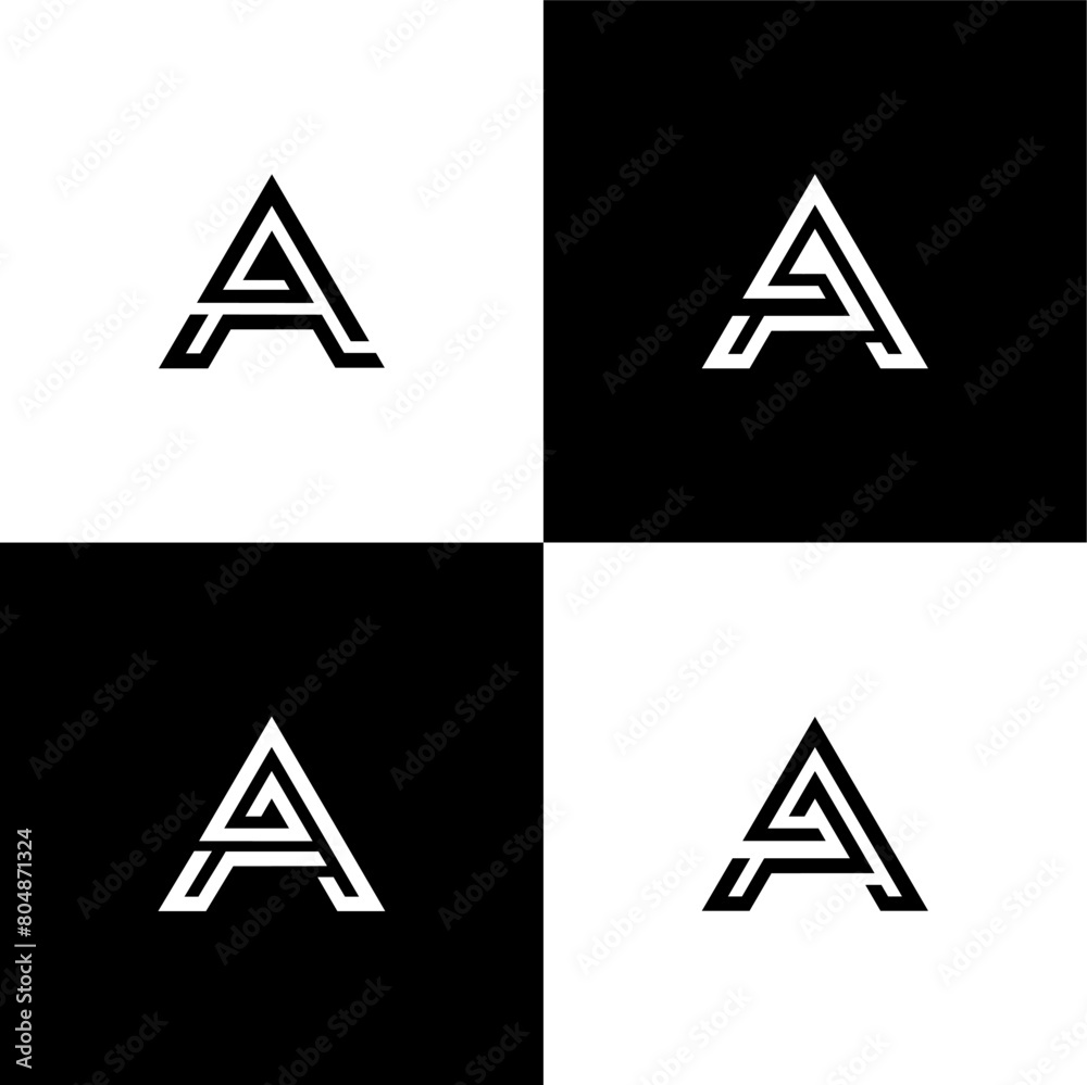 Set of initial letter a logo vector mono line