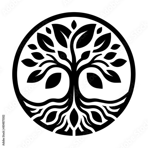 Monochrome Logo for Nature Conservation in Black White