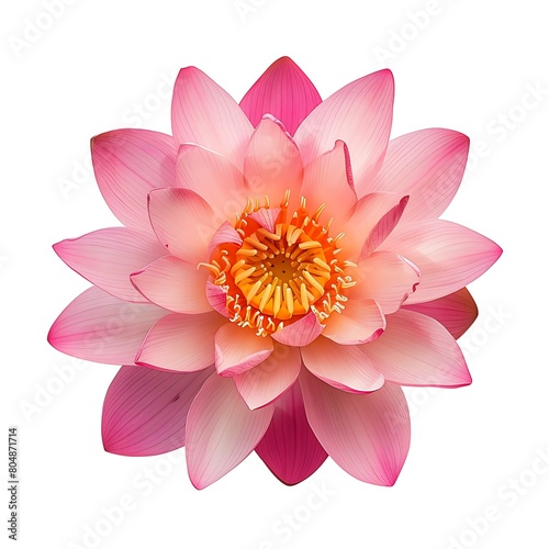 beautiful pink lotus flower top view isolated on white background. Generative Ai