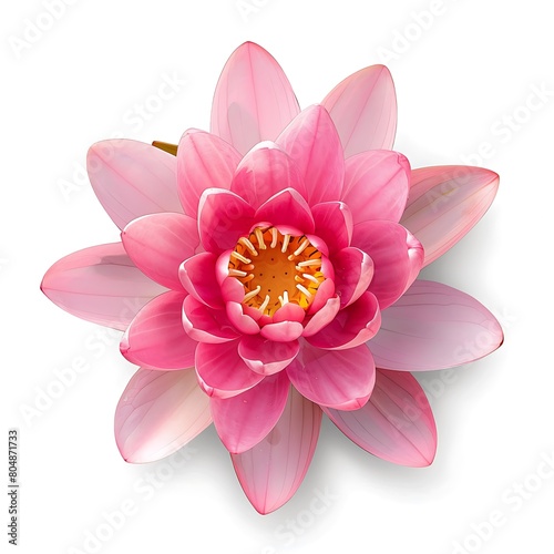 beautiful pink lotus flower top view isolated on white background. Generative Ai photo