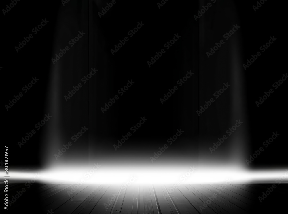 Black empty studio room with white spotlights. Product display template Black empty studio room with white spotlights. Product display template