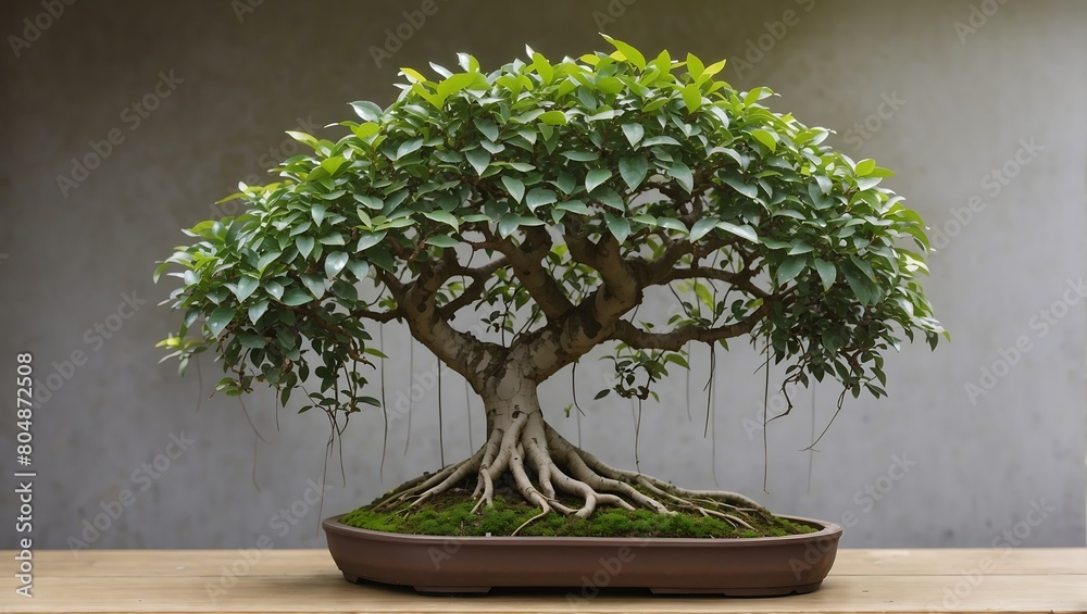 A realistic beautiful bonsai tree in natural garden A realistic beautiful bonsai tree in natural garden