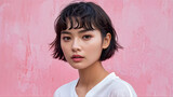 Timeless Elegance: Pixie Cut on Beautiful Asian Woman, Radiant Beauty: Hairstyle for Stunning Lady, Graceful Charm: Enhancing Beauty, Effortless Sophistication: Asian Beauty with Pixie Haircut
